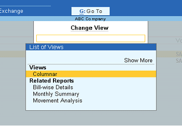 Change Tally View